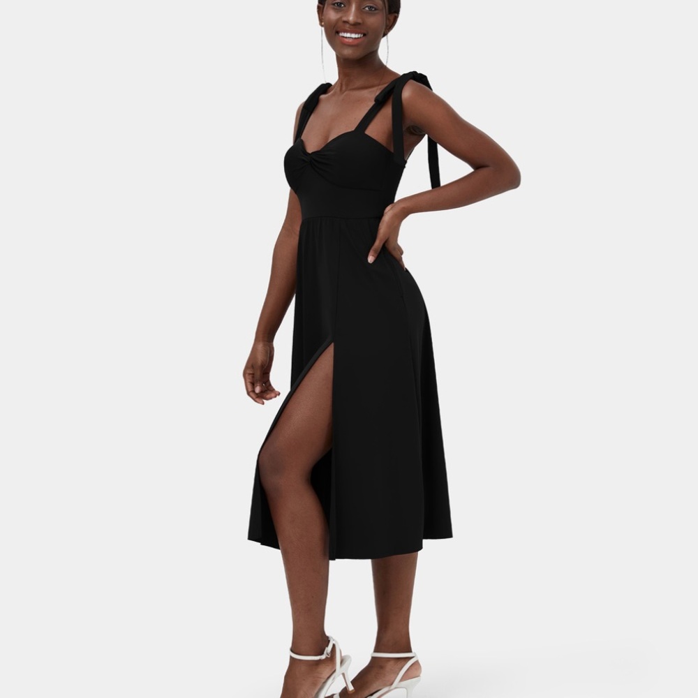 HALARA Split Hem Shoulder Tie Dance Dress w/ POCKETS